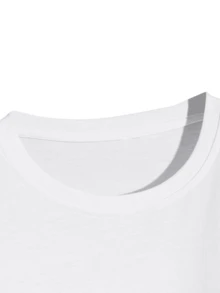 Set Of 5 Comfortable, Basic, Plain T-Shirts For Everyday Wear, 100% Cotton, 30.1 Yarn, Men's/Unisex, Breathable, Reinforced Seams!! - 白色-黑色 - 查看 4