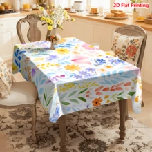 1/20pcs Floral Tablecloth Colorful Watercolor Flowers Pattern Polyester Machine Made Spring Outdoor Picnic Camping Wedding Birthday Dining Decor Home Decoration - Multicolor - View 16