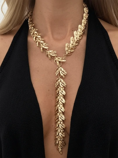 1件波西米亚风几何麦穗拼接女士时尚项链，优雅百搭，适合派对、日常休闲佩戴、情侣约会、婚礼、女士生日、节日等场合，是理想的珠宝礼物之选。