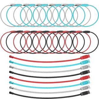 10pcs 5.9 Inch Stainless Steel Wire Spiral Locking Carabiners, Multi-Function Twist Key Rings, Suitable For Luggage Tags, Outdoor Camping, DIY Labels (4 Colors)