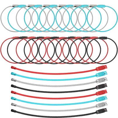 10pcs 5.9 Inch Stainless Steel Wire Spiral Locking Carabiners, Multi-Function Twist Key Rings, Suitable For Luggage Tags, Outdoor Camping, DIY Labels (4 Colors)