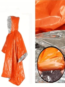 1件装应急保暖毯，双面隔热雨披，反光求生毯，高可见度反光，户外露营装备