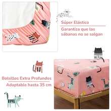 Juego de Sábanas 3 Piezas para Cama Individual Algodón Infantil - Rosa - Ver 3