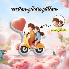 1 Personalized Pillow - Customized Face, Electric Bike. Unique And Breathable, Suitable For Her, Him, It, Boyfriend, Girlfriend, Dad, Mom, Family, Friends, Anniversary, Mother's Day, Birthday, Valentine's Day, Christmas, Halloween, Graduation Ceremony, Father's Day, Wedding, Housewife, Sofa, Bed, Car, Tea Room, Bedroom, Bathroom, Living Room, Dining Room - Multicolor - View 4