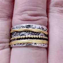 1枚波西米亚复古宽几何线条缠绕戒指，时尚珠宝，女士礼物，适合婚礼、派对等场合。 - 復古銀色 - 查看 5