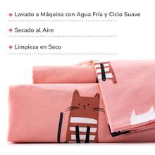 Juego de Sábanas 3 Piezas para Cama Individual Algodón Infantil - Rosa - Ver 4