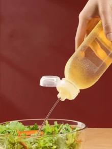 1/3 Bottle Set Kitchen Condiments, Including Cooking Oil, Tomato Sauce, Cheese Sauce And Common Spices, Reusable; Adopts Squeeze Bottle Design With Leak-Proof Function. - Multicolor - View 7