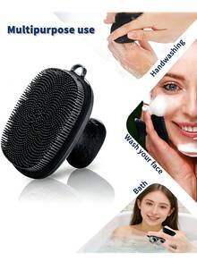 1pc Upgraded Silicone Facial Cleansing Brush - Deep Exfoliation And Beard Cleaning - Daily Care And Travel Use - Silicone Facial Brush - Suitable For All Skin Types Men & Women - Double-Sided Design | Low Allergenicity | Easy To Clean - Multicolor - View 1