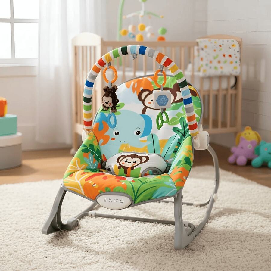 Cadeirinha Smile para bebê Descanso com Ruído Branco acalma neném - Zoológico - Verde - Visão 1