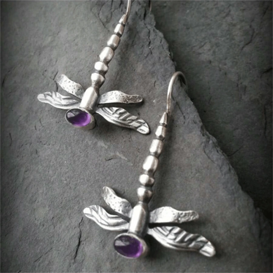 Women Dangle Earrings - Purple - View 1