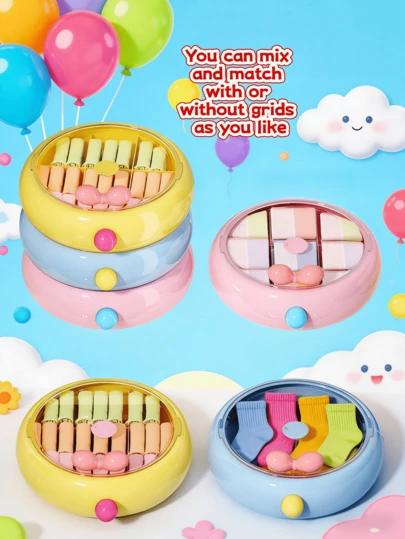 1个圆形衣柜收纳盒，多巴胺配色，适合收纳袜子、内衣等，多种款式可选，可DIY颜色搭配，建议购买套装以节省空间，适合日常使用。