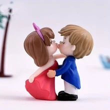 2pcs Resin Princess Hugging/Kissing Couple/Wedding Decor Items, Suitable For Living Room Tabletop, Entryway, Wine Cabinet Decoration, Holiday Gifts, Valentine's Day/Thanksgiving, DIY Micro Landscape Decoration, Car Accessories - Multicolor - View 5