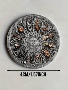12pcs Zodiac Coin Collection - Goddess Of Fortune Protector Coins - Iron Material - Coins - 4cm/1.57 Inch Birthday Gift Medals Collectibles, Top Choice For Collectors - Multicolor - View 4