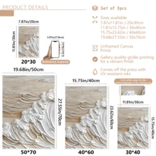 3pcs Modern Wall Art Posters, White And Beige Wave Canvas Paintings, Oil Painting Texture Style, Minimalist Abstract Wall Art Decor, Landscape Print Posters, With Or Without Frames, Room Decor, Housewarming Gift, Dorm, Apartment, Hotel, Home, Living Room, Bedroom, Bathroom, Office Wall Decor - A - View 8