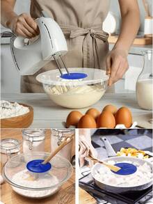 1pc Silicone Egg White Beater Bowl Cover, Splash-Proof Plastic Bowl Lid, Egg Beater Splash Guard, Kitchen Cooking Tool - Multicolor - View 1
