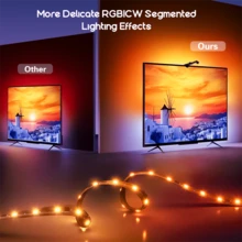1 st LED-bakgrundsbelysning för TV med AR-sensor, synkroniserad ambient belysning för skärm, TV-bakgrundsbelysning med fjärrkontroll, TV-LED-ljus, idealiskt val för atmosfärsdekoration av kontors-TV - USB+fjärrkontroll - Visa 9