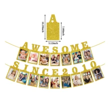 1 Set, Großartig seit 2010/2008/1996/1986 Gold Glitzer Foto Banner - Glücklich 16./18./30./40. Geburtstag Party Banner - 16./18./30./40. Hochzeitstag Dekorationen - Meilenstein Geburtstags Party Dekorationen, Gold Glitzer Süß 16/18/30/40 Geburtstag und Jahrestag Dekorationen Party Zubehör - Verschiedenfarbig - Übersicht 9