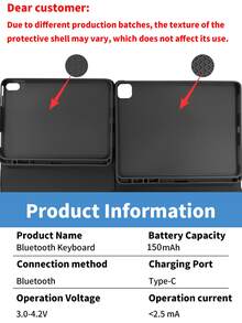 Detachable Wireless Bluetooth Keyboard (150mAh) With Pen Slot Keyboard Case For Samsung Galaxy Tab And IPad, Redm IPad SE