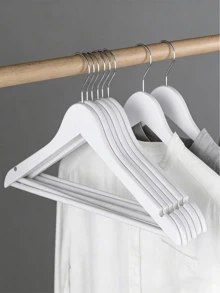 20个装木质衣架，纤细设计，肩部带凹槽，裤架，360°旋转挂钩，桦木材质，可挂肩带和外套，云白色，晾衣架，衣柜收纳架，多功能裤架，围巾领带架，家用裤架 - 彩色 - 查看 2