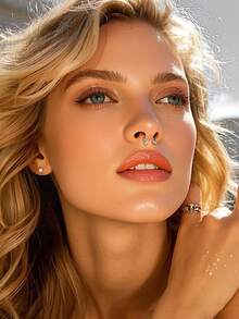 3件套立方氧化锆装饰C形螺纹不锈钢鼻环，16G 8mm耳骨耳环鼻环，适合女性日常佩戴