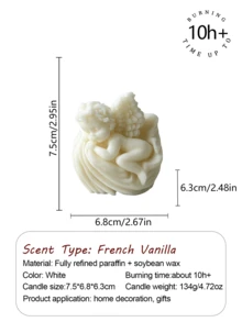 1支112克玫瑰天使香氛大豆蜡烛，采用天然大豆蜡和烛芯手工制作，燃烧时间10-12小时，适用于婚礼、新生儿派对、母亲节、情人节、生日庆典等场合，象征着爱与永恒的守护 - 彩色 - 查看 8