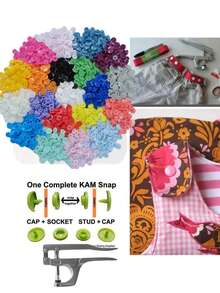 240pcs Plastic Snap Button Kit, Includes Snap Pliers, T5 No-Sew Snaps & Storage Box, 24 Colors, Suitable For Sewing, Clothing, DIY Crafts, Bags, Diapers, Bibs, Raincoats, Etc.