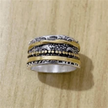 1枚波西米亚复古宽几何线条缠绕戒指，时尚珠宝，女士礼物，适合婚礼、派对等场合。 - 復古銀色 - 查看 2