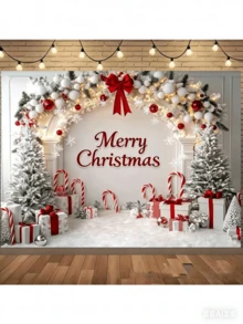 This Christmas-Themed Backdrop Features A Tree-Shaped Pattern, Decorated With Trees And Gifts, Making It The Perfect Choice For Holiday Wall Decor. Suitable For Christmas, Birthdays, And Wedding Celebrations. Can Be Used Indoors And Outdoors, Such As In Living Rooms And Gardens. - Multicolor - View 2