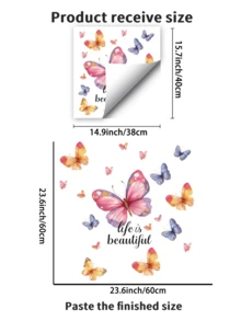 1 Set Colorful Butterfly Wall Stickers, Removable Decorative Stickers For Bedroom, Living Room, Entryway - Multicolor - View 7