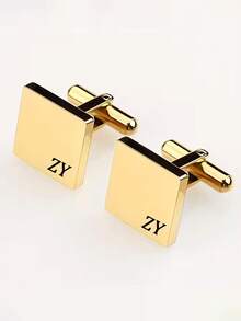 Custom Pair Of Name Cufflinks, Personalized Groomsman Cufflinks, Wedding Cufflinks, Stainless Steel Cufflinks, Birthday Anniversary Gift For Men - Multicolor 2 - View 2