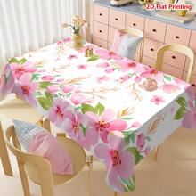 1/20pcs Tablecloth, Pink Sakura Floral Pattern, Polyester Material, Woven, Spring Theme, Suitable For Picnic, Camping, Wedding, Birthday, Buffet Restaurant, Home Decor - Multicolor - View 5
