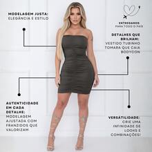 Sexy Strapless Ruched Front Bodycon Short Dress - 深灰色 - 查看 4