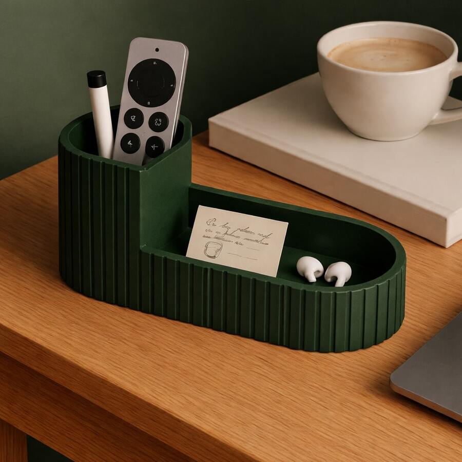 Stylish And Minimalist Desk Organizer In Various Colors, Pen Holder, Remote Control + Headphones! Beautiful! - 橄欖綠 - 查看 1
