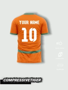 定制款科特迪瓦2026世界杯橙色印花主场球衣 - 男士个性化足球衫，透气运动上衣，适合足球、篮球、跑步、休闲球迷穿着，也是送给男友的理想夏季礼物 - 橘色 - 查看 2
