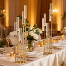 2pcs Gold Candle Holder,39.4'' Tall Candelabra For Wedding Tables Centerpieces,Gold Candlesticks Holder With Acrylic Lampshade For Birthday Party Housewarming Gift Fireplace Dinner Decor Fit 0.98'' LED Candle - 金子 - 查看 5