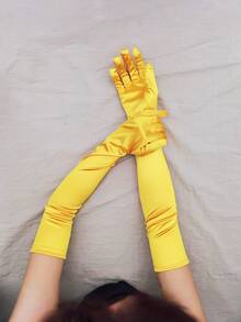 1 Pair Extended Satin Elastic Gloves, Retro Party Women's Fashion Long Gloves, Cosplay Party Wedding Gloves