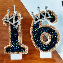 1pc Birthday Candle Number, Holiday Party Cake Decor, Shiny Crown Design Elegant Candle Gifts Graduation,Wedding - Multicolor - View 1