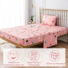 Juego de Sábanas 3 Piezas para Cama Individual Algodón Infantil - Rosa - Ver 2