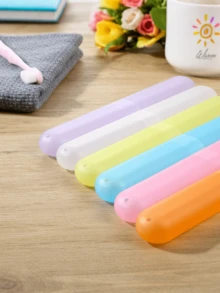 1pc/2pcs/4pcs Random Distribution Toothbrush Box Travel Portable Set Candy Colored Frosted Felt Toothbrush Head Protective Cover Dustproof Dental Tool Storage Box, Premium Felt Padded Case For Brushing, Lightweight Bathroom Organizer, Ideal For Home, Travel, Gym, Dormitory, And Spring Festival Gift, Keeps Heads Clean, Quick Access - Multicolor - View 10
