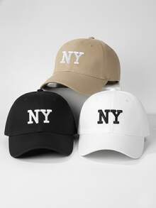 3顶纽约刺绣男女通用遮阳帽，卡车帽，沙滩帽，钓鱼帽，黑色、白色、卡其色，适合派对、高尔夫、乡村、生日、复古等场合，四季皆宜，也是送给朋友的绝佳节日礼物。 - 卡其色+黑色+白色 - 查看 9