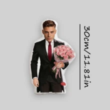 Holding A Bouquet Of Flowers And A Throw Pillow, You Can Upload Your Own Photo Or Choose Someone Else's For Customization. - Multicolor - View 15