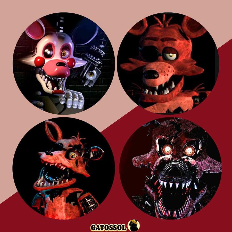 KIT With 4 FNAF Buttons - Buttons Buttons 4.5CM Brooch Anime GAME - Otaku Nerd Geek Button - Button - Button - Brooches - Button - Buttons - Butom - Botoms - Pin - Pins - Button - Bottom - Button Buttons - KIT 07 - View 1