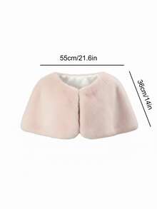 1pc Faux Fur Shawl, Sweet Pink Party Evening Dress Cloak Shawl, Bridesmaid Warm Outerwear, Artificial Mink Fur Open Front Shawl Wrap, Romantic Pink Valentine's Day Dress Shawl | Luxurious Elegant Evening Dress Shawl. - Pink - View 5