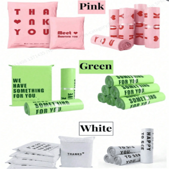 50 piezas/Paquete Bolsas de mensajería, Bolsas de envío adhesivas resistentes, Bolsas de mensajería impermeables con texto en inglés, Sobres multiusos, Varios tamaños, Adecuado para pequeños negocios de ropa, boutiques, todo tipo de embalaje, Especial para el Día de San Valentín