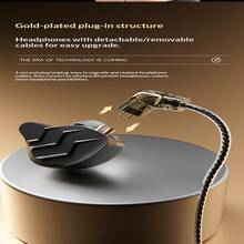 有线入耳式监听耳机 - 双动圈HiFi立体声，降噪耳塞，可拆卸线缆，USB供电，橡胶舒适贴合，动漫/电影/电视/游戏理想之选 - 槍色 - 查看 3