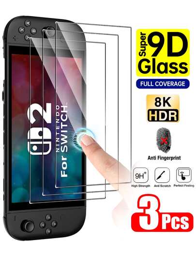 3pcs Tempered Glass Screen Protector For Nintendo Switch 2 [7.9 Inch], High Definition Anti-Scratch, Fit For Nintendo Switch 2 (2025), Clear HD, Scratch-Resistant, Compatible With Phone Case, Bubble-Free, Easy Installation