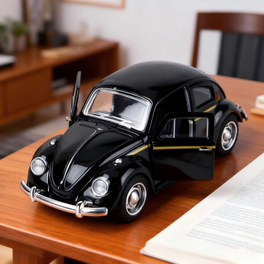 1:32 Scale Alloy Classic Retro Toy Car, Die-Cast Metal Beetle Shaped Vintage Car Model, Suitable For Car Enthusiasts And Collectors, Openable Doors, Car Toy, Birthday, Christmas, New Year Gift For Men And Adults