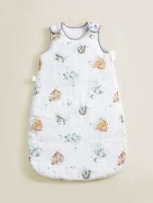 1件装Oeko-Tex认证卡通印花婴儿睡袋，柔软舒适，适合新生儿日常使用，四季皆宜
