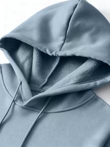 Men's Fashionable Versatile Car Print Loose Fit Hoodie Sweatshirt, Street Style - Dusty Blue - View 4