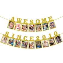 1 Set, Großartig seit 2010/2008/1996/1986 Gold Glitzer Foto Banner - Glücklich 16./18./30./40. Geburtstag Party Banner - 16./18./30./40. Hochzeitstag Dekorationen - Meilenstein Geburtstags Party Dekorationen, Gold Glitzer Süß 16/18/30/40 Geburtstag und Jahrestag Dekorationen Party Zubehör - Verschiedenfarbig - Übersicht 12